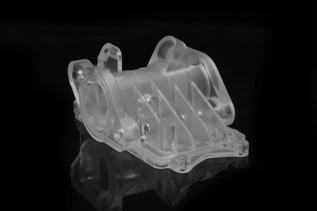 Transparent engine component on reflective surface