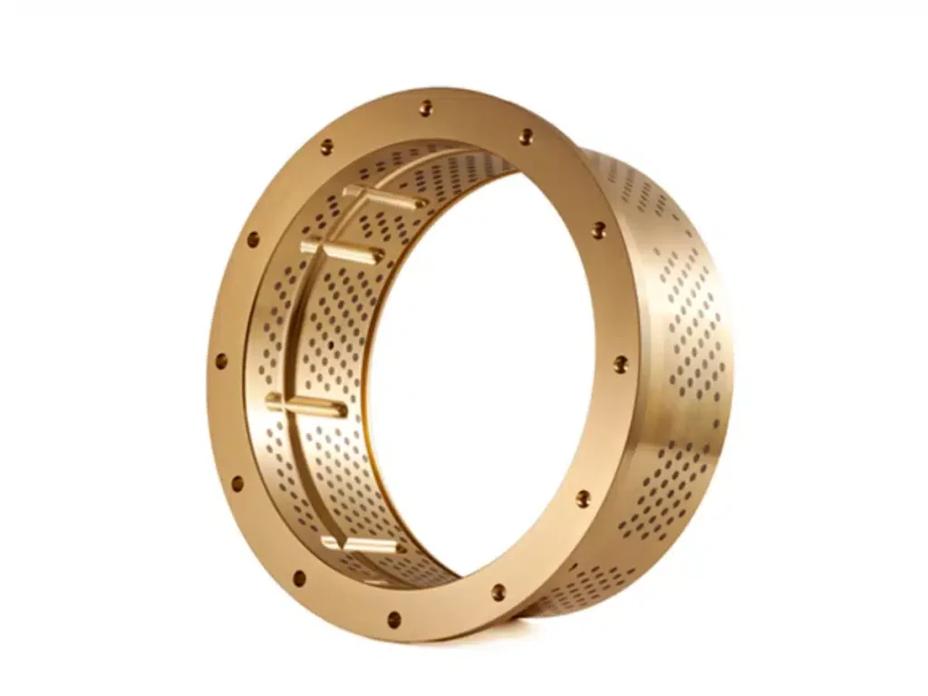 Bronze perforated circular metal part