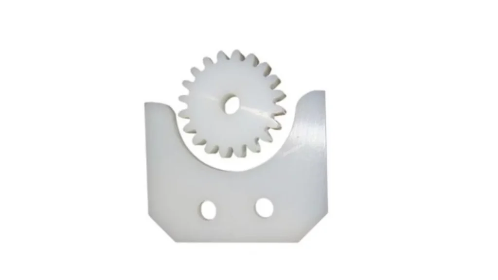 White gear and bracket on white background