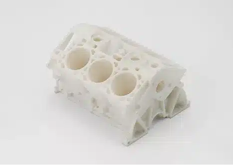 3D printed engine block model on display