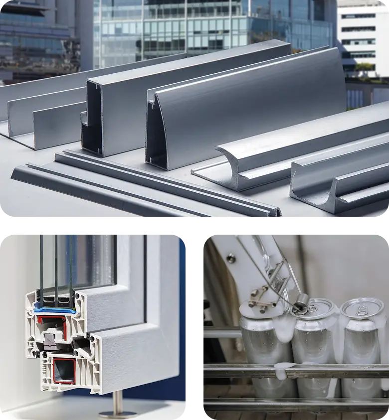 铝型材、窗框和饮料罐生产。