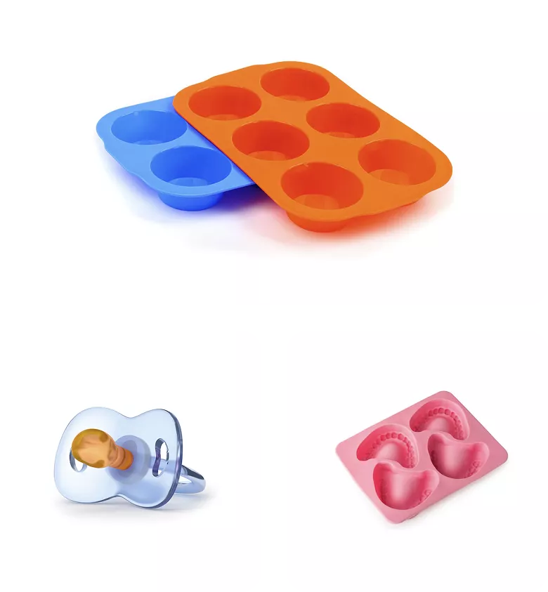カラフルなシリコン焼き型とおしゃぶりセット