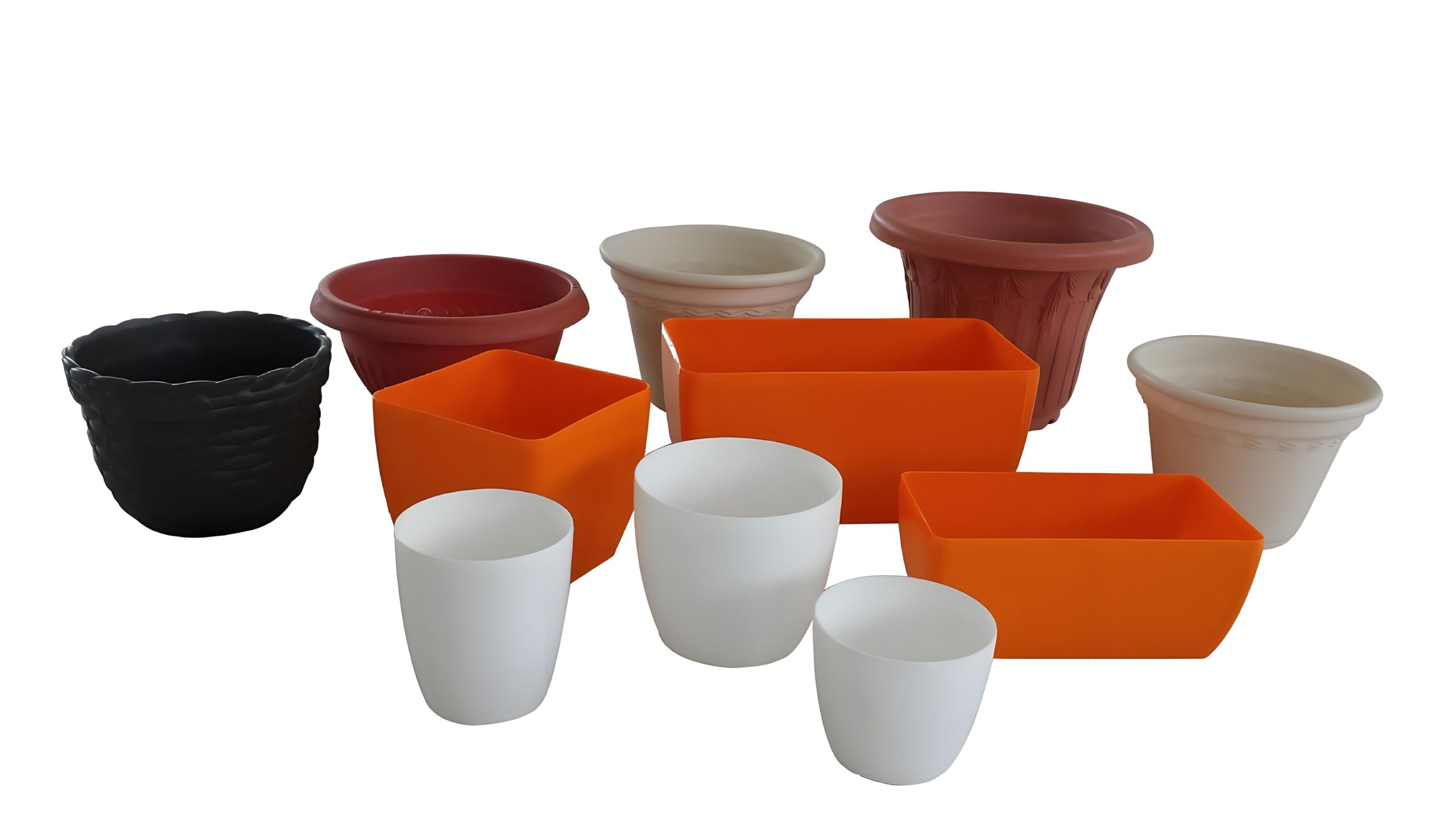 カラフルなプラスチック植木鉢コレクション