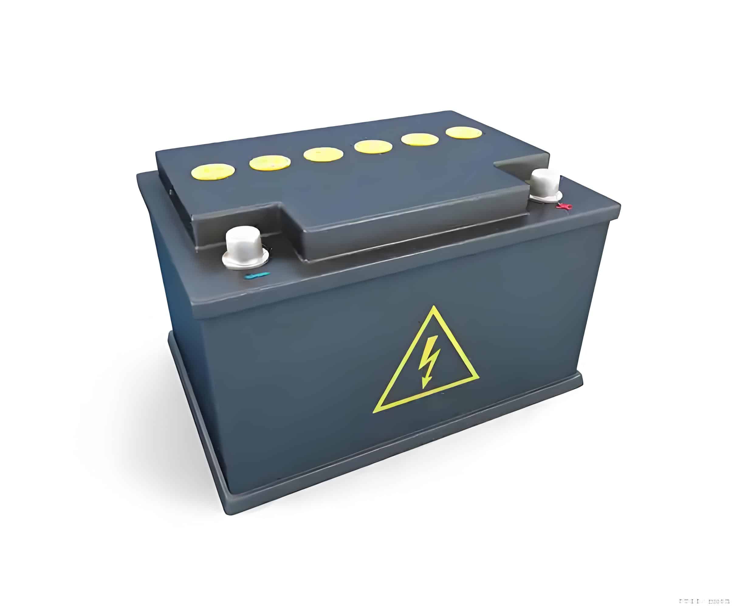 Car battery with warning symbol