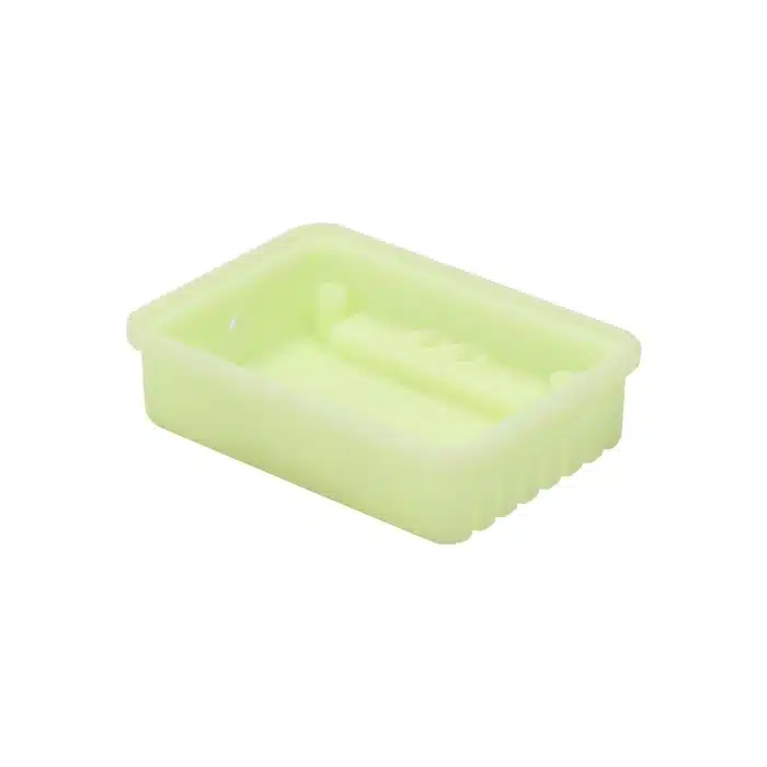 Light green rectangular soap dish.