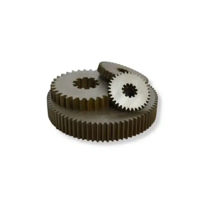 Three stacked metal gears