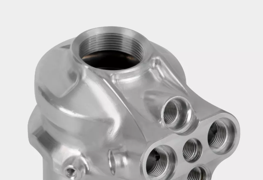 Close-up of metal threaded pipe fitting